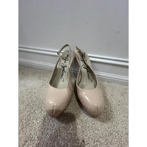 Sergio zelcer Nude Patent Leather Slingback Heels